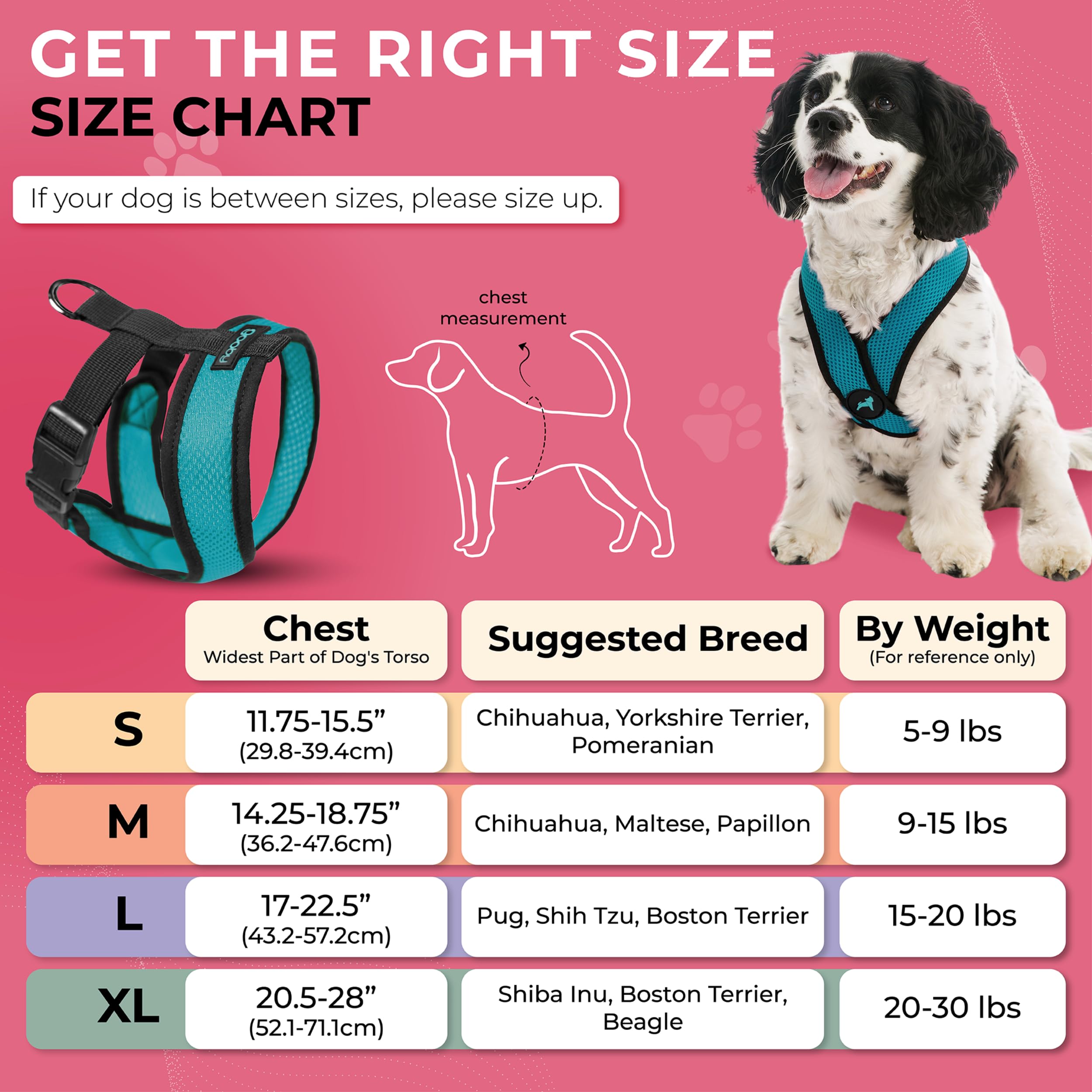 Gooby Comfort X Arnés Turquesa, malla ligera: mantiene al perro fresco durante caminatas.