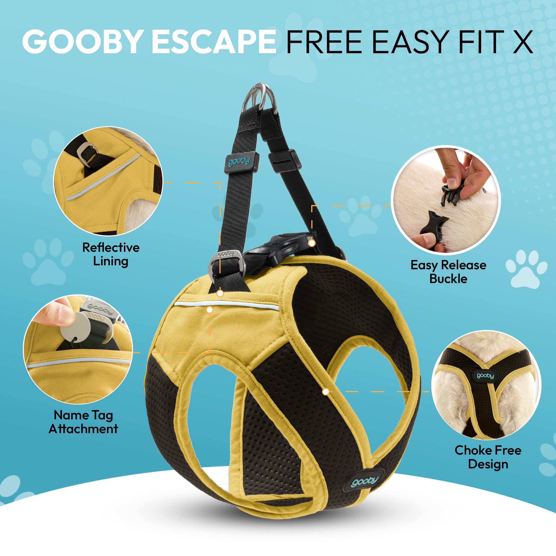 Gooby arnés con diseño en forma X que evita presión en el pecho