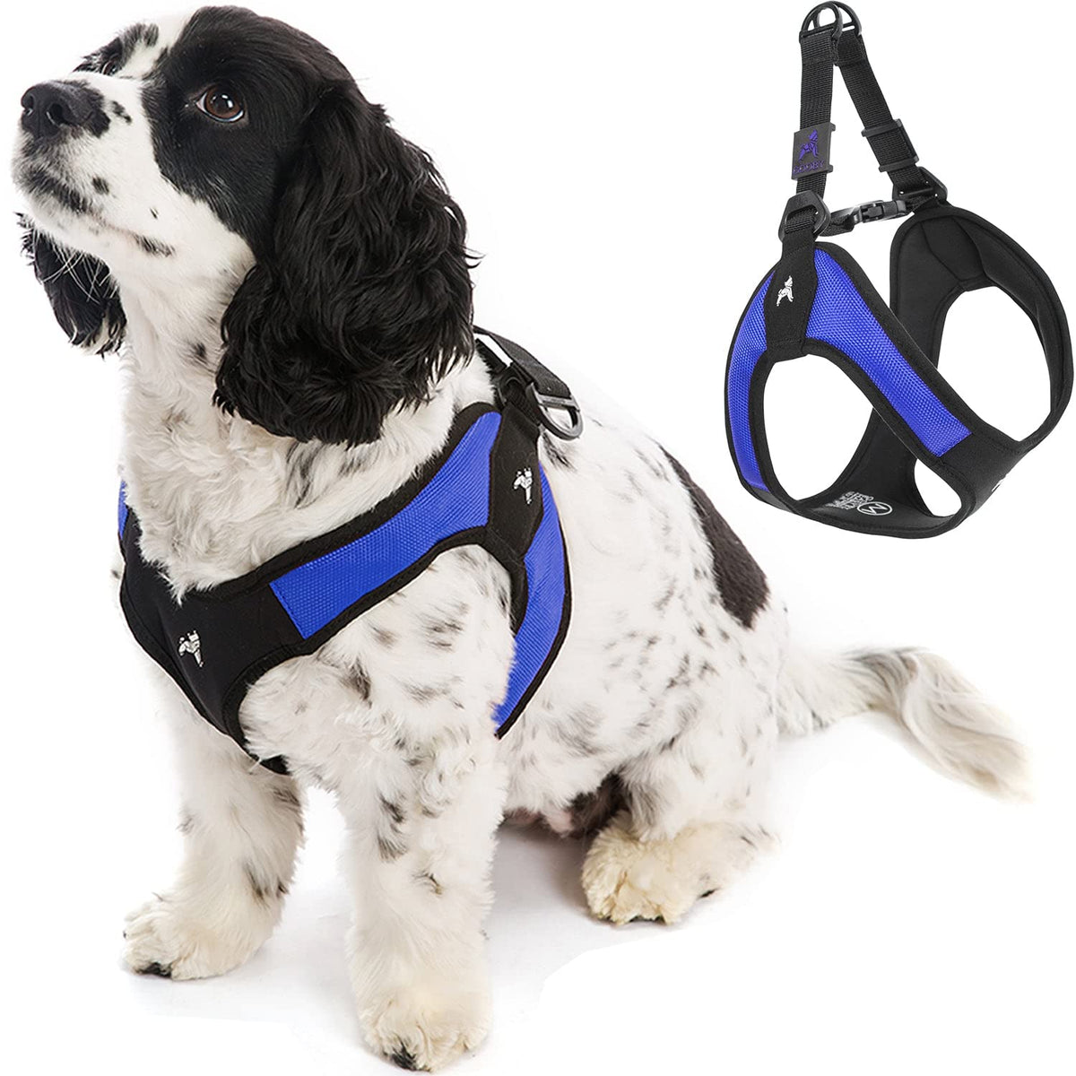 Gooby Escape Free Easy Fit: arnés azul grande evita escapes durante paseos.