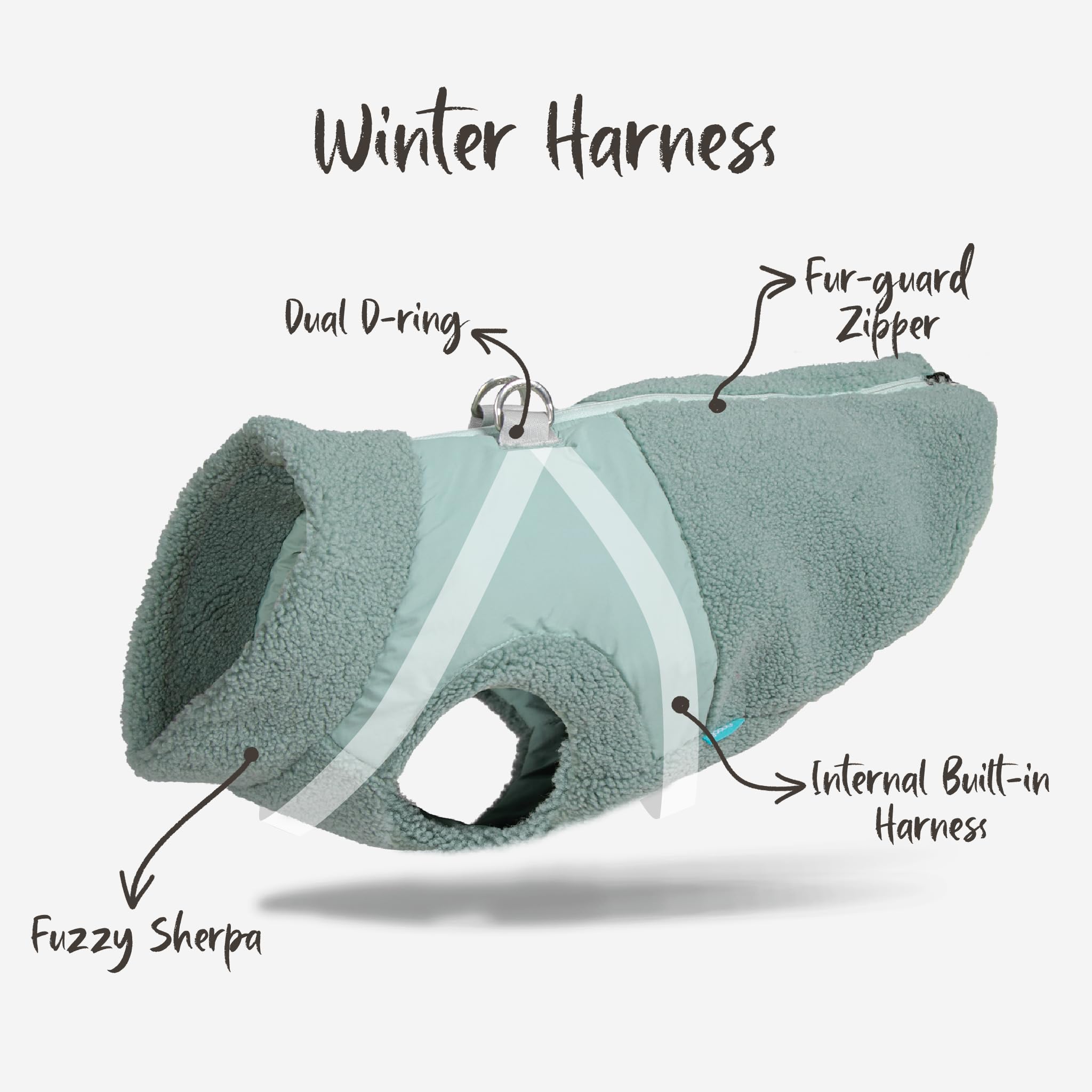 Gooby Sherpa Vest forro interior, protección contra enredos y fácil limpieza