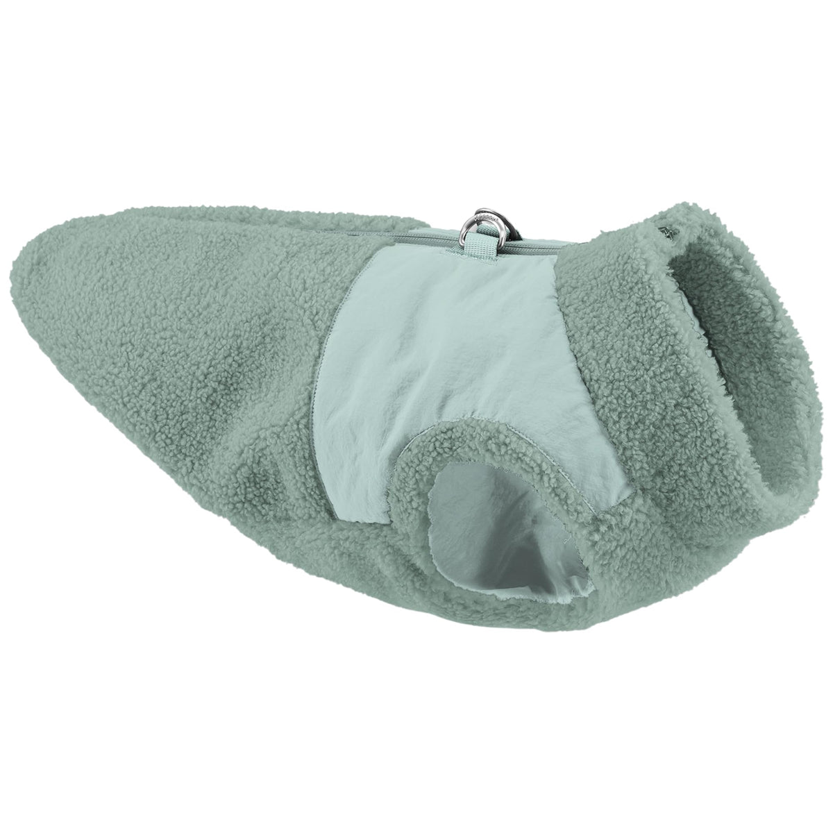 Gooby Sherpa Vest verde frente, calor suave para paseos de invierno