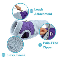 Gooby Zip Up Sherpa Vest arnés integrado para mayor seguridad durante paseos