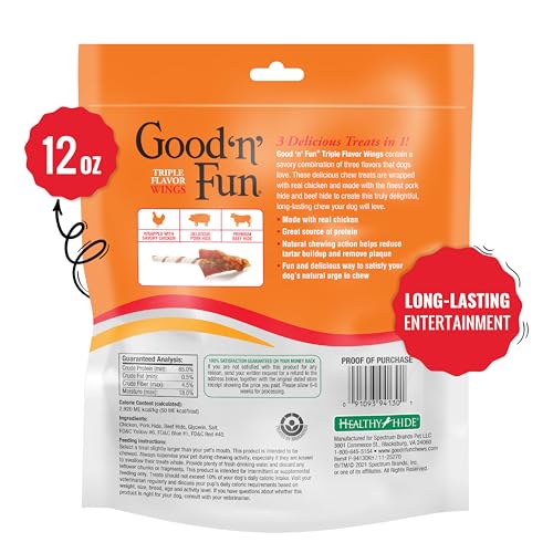 GOOD N FUN alitas sabor triple con piel de cerdo y res, textura masticable.