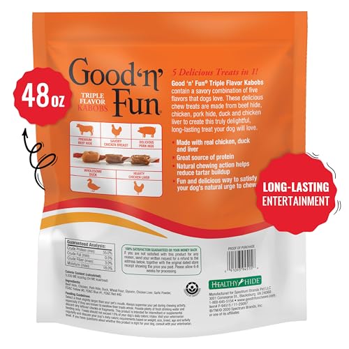 GOOD 'N' FUN brochetas triple sabor mordida grande para perros que muerden.