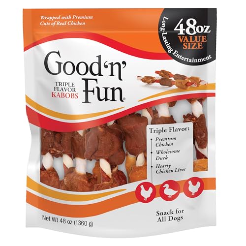 GOOD 'N' FUN Kabobs piel cruda masticable con textura duradera