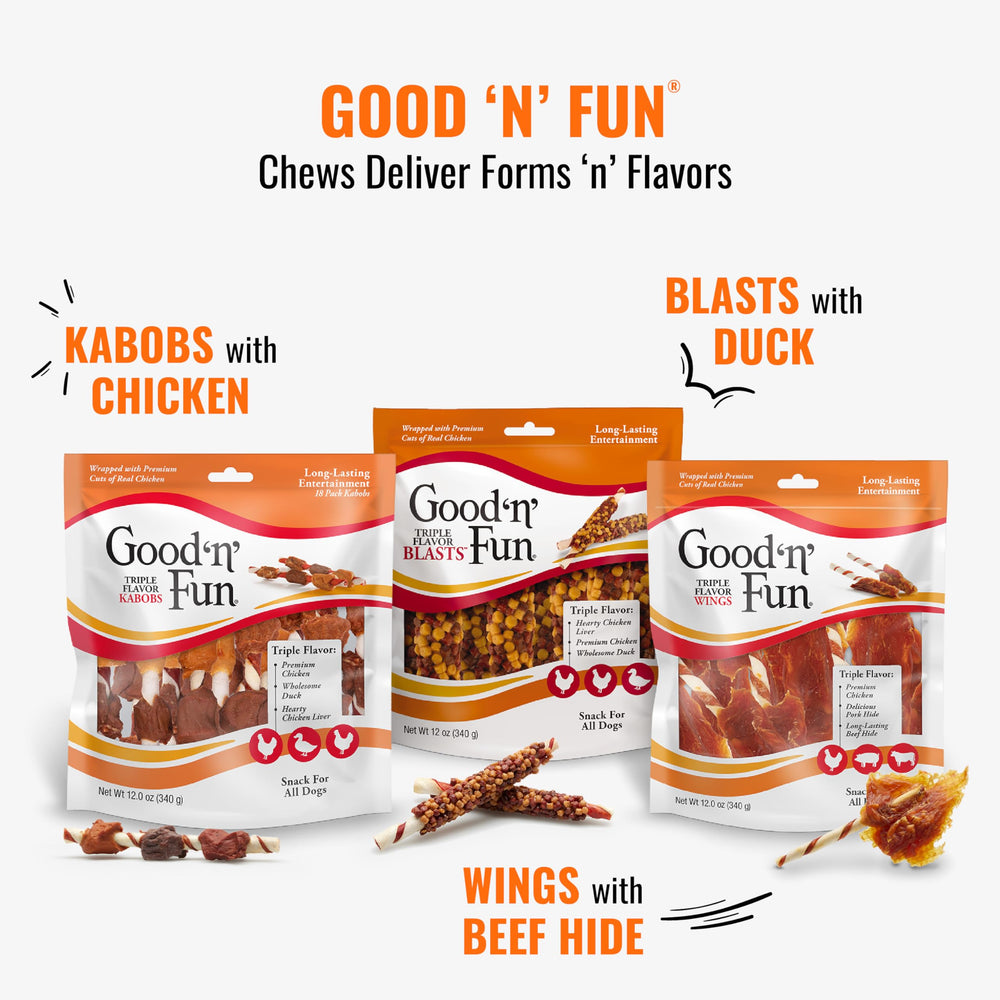 GOOD 'N' FUN Rollos Mini Sabor Triple perfecto para entrenamiento y recompensa.