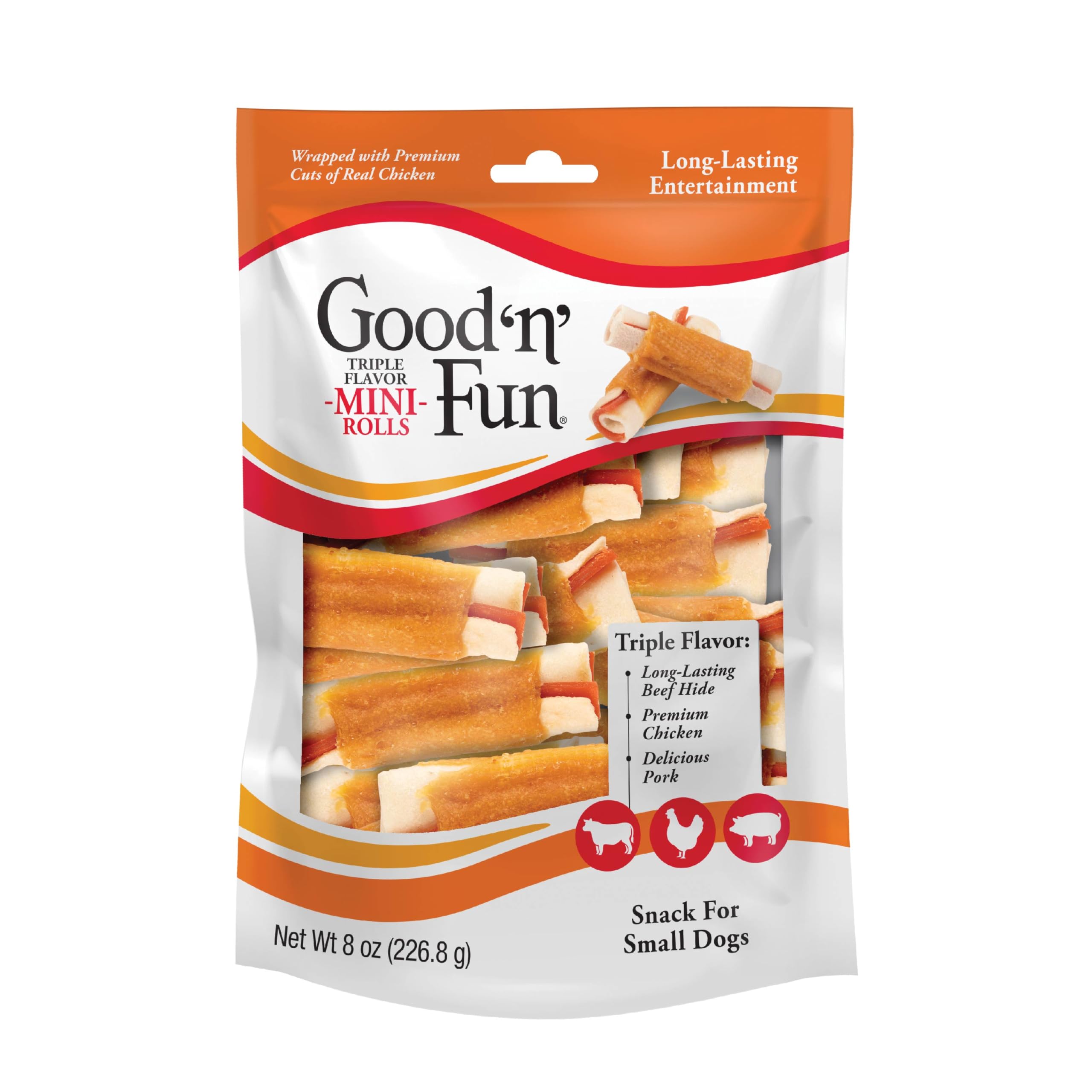 GOOD 'N' FUN Rollos Mini Sabor Triple ideal para juego y mordida consciente.