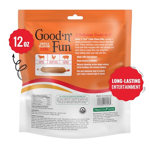 Good ‘n’ Fun Ribs tres sabores con piel de pollo, ideal para recompensas