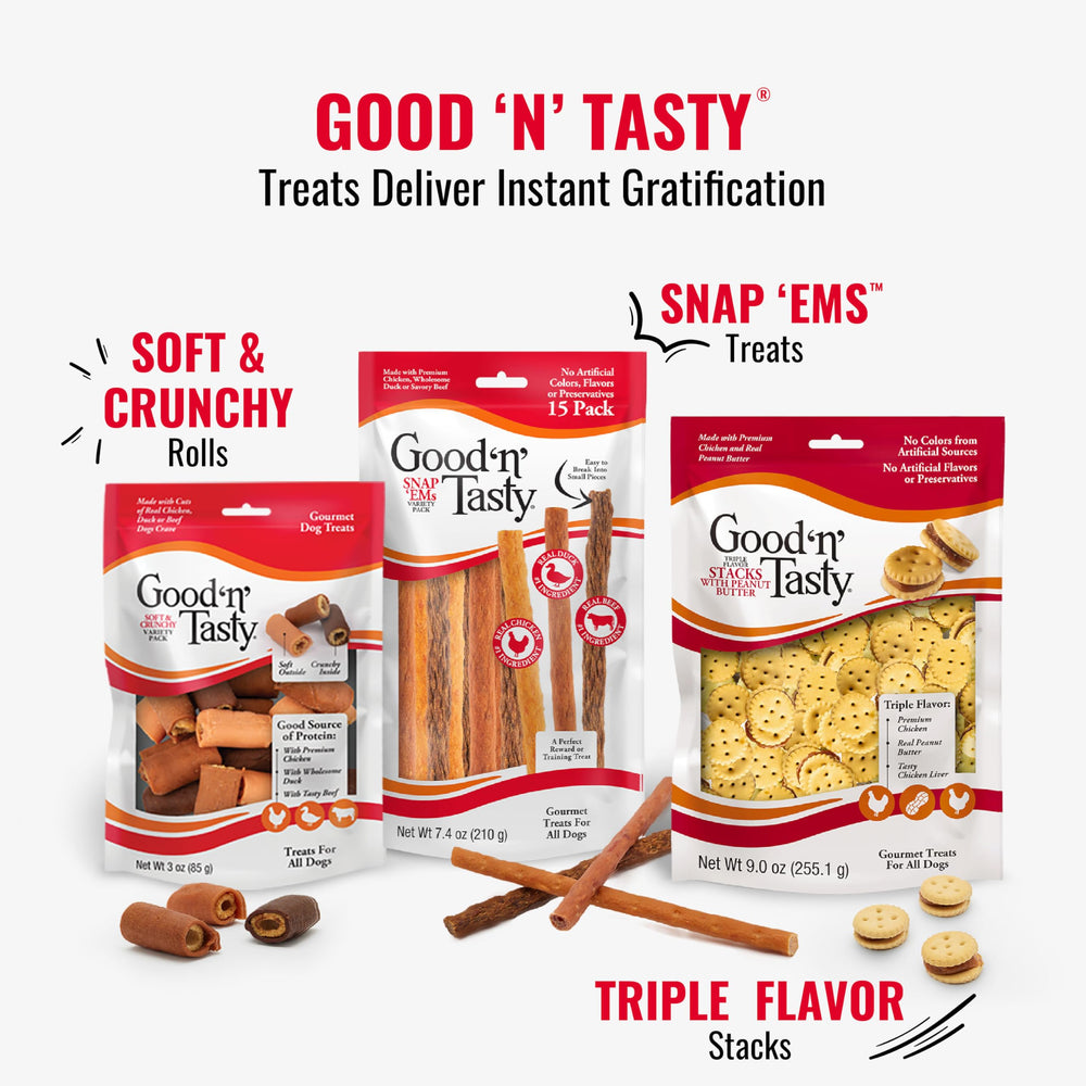 Good N Tasty, envase de 9 onzas, tamaño práctico para perros.