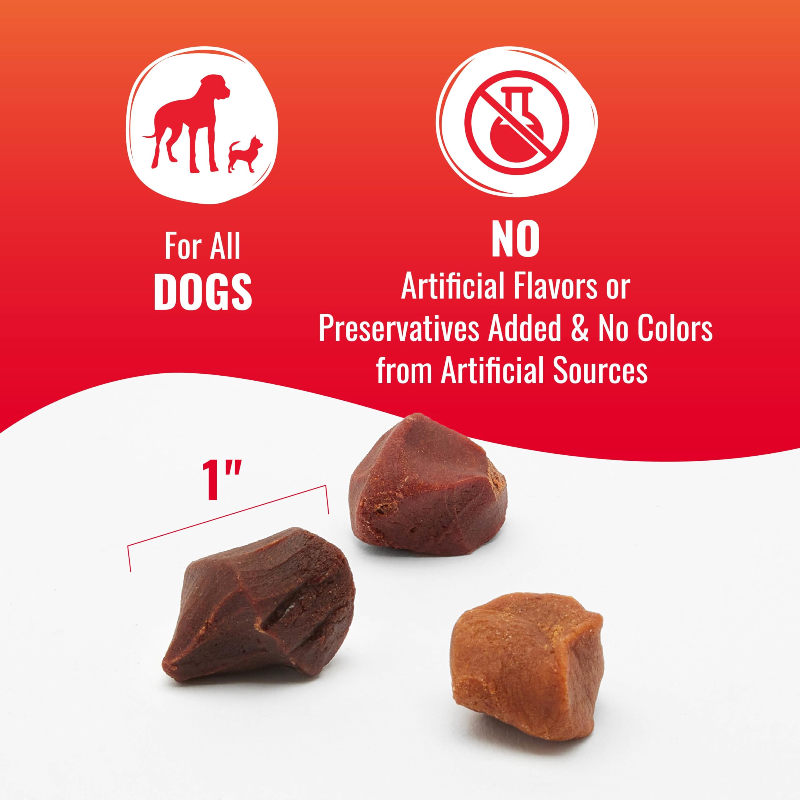 Good 'n' Tasty Kabob Bites textura suave, masticación agradable para perros.