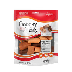 Good ‘N’ Tasty rollos suaves y crujientes de pollo, ideal premio sabroso para perros.