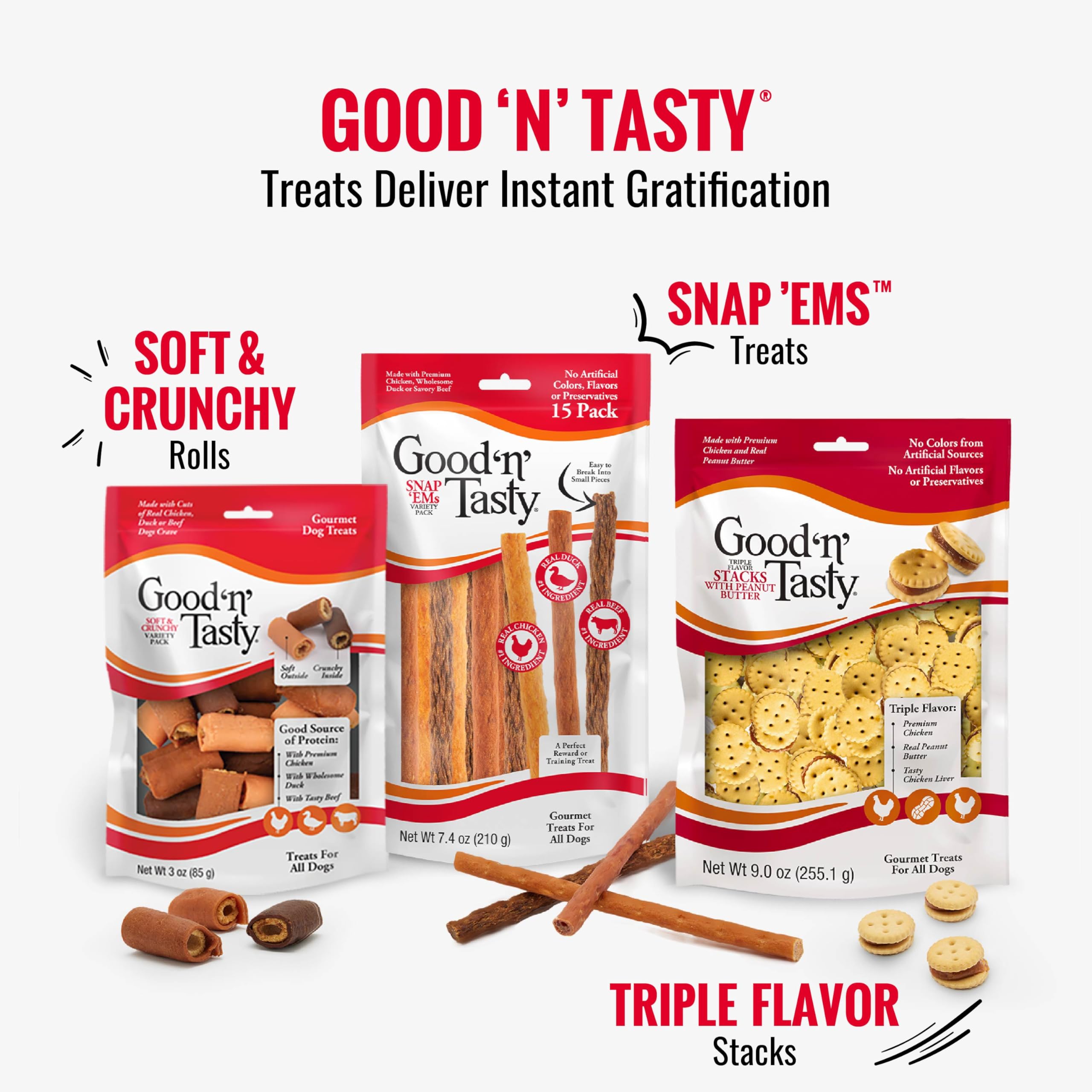 Good 'N' Tasty sin granos, maíz, trigo ni soja, listo para servir.