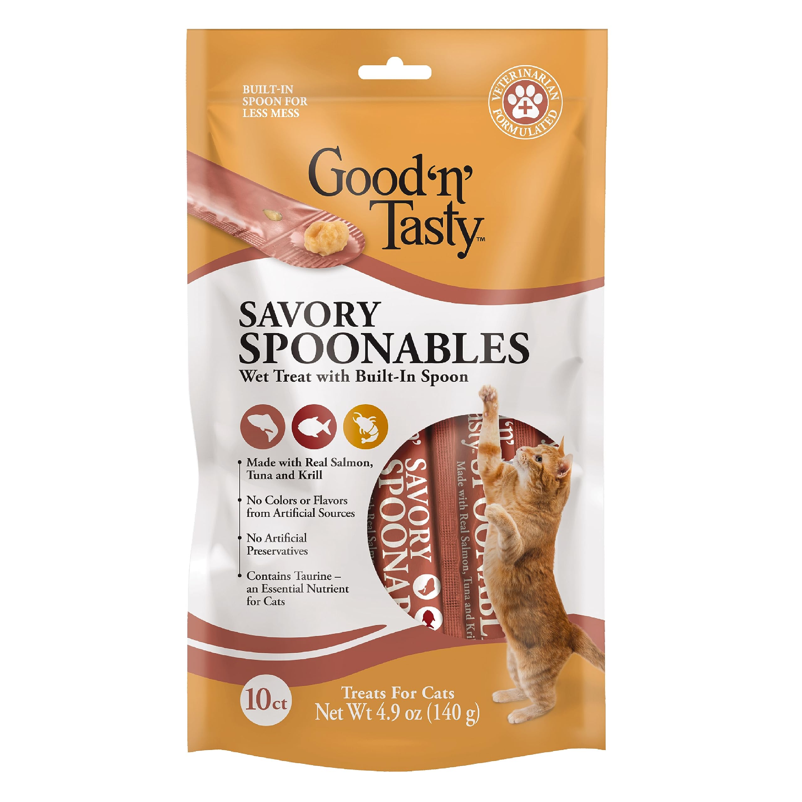 Good ‘N’ Tasty Spoonables con salmón real, sabor intenso y recogida fácil.