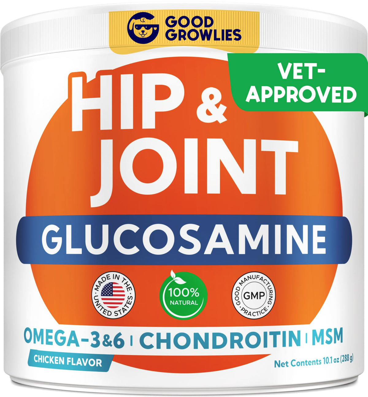 GOODGROWLIES glucosamina para perros: gomitas de movilidad para uso diario.