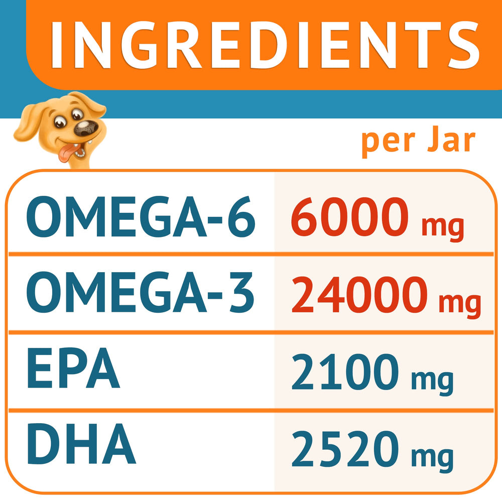 GOODGROWLIES Omega3, pelaje brillante en perro contento tras la dosis diaria.