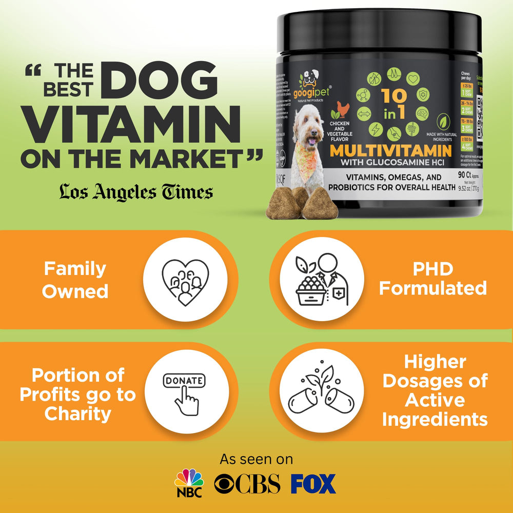 Googipet ingredientes de alta calidad, glucosamina, probióticos y omegas.