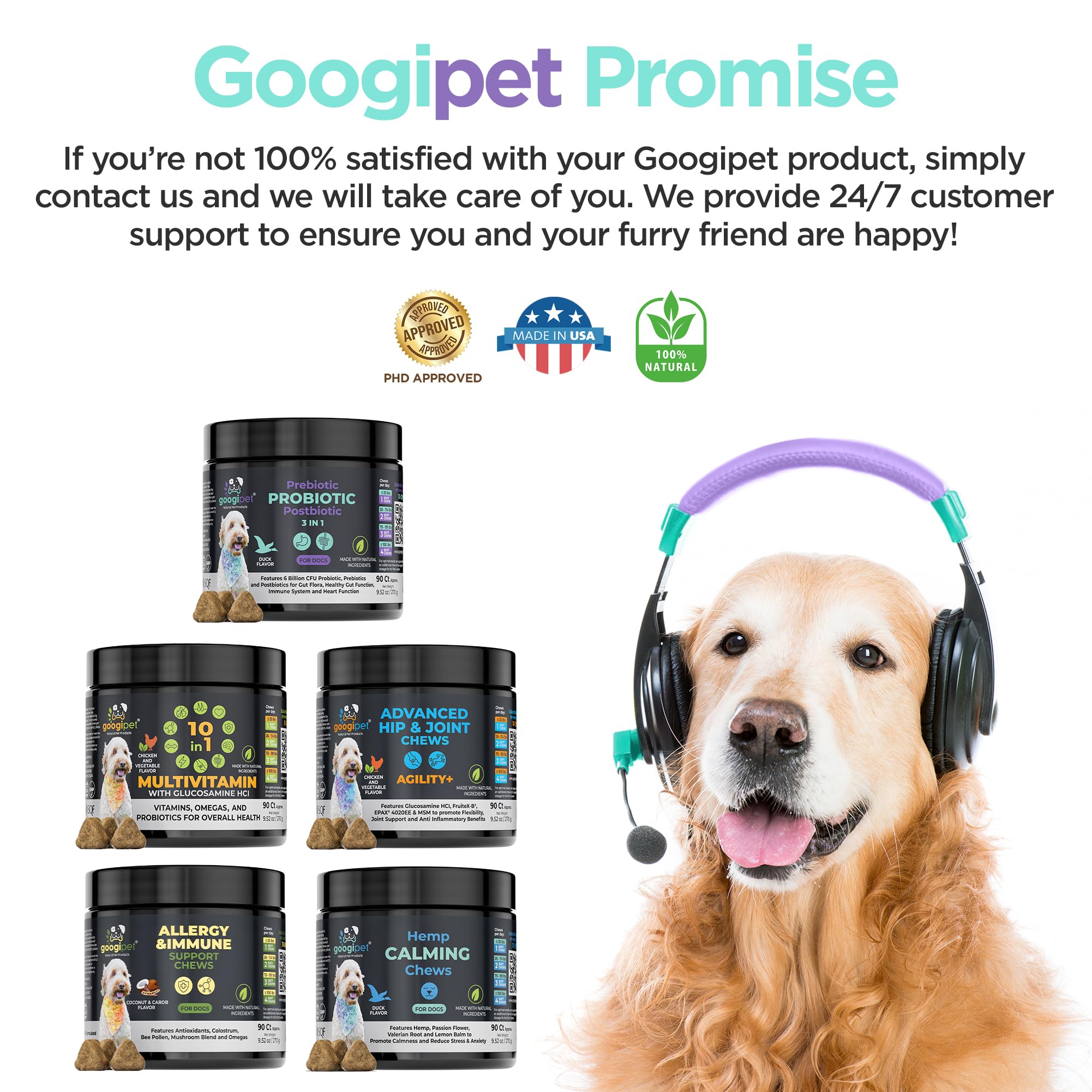 GOOGIPET NATURAL PET PRODUCTS: googipet-probiotics-perros-sello-nasc, garantía de calidad.