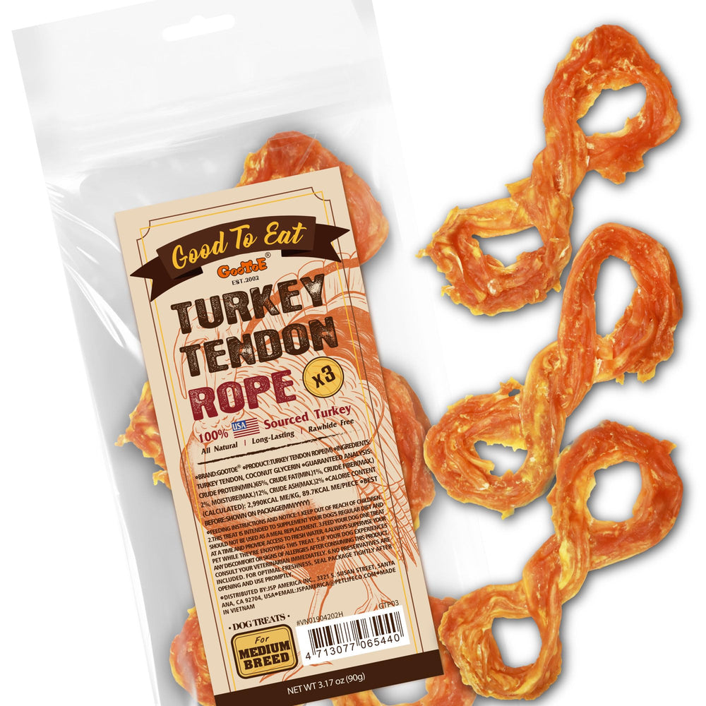 Gootoe tendones de pavo para perros en cuerda, masticación prolongada