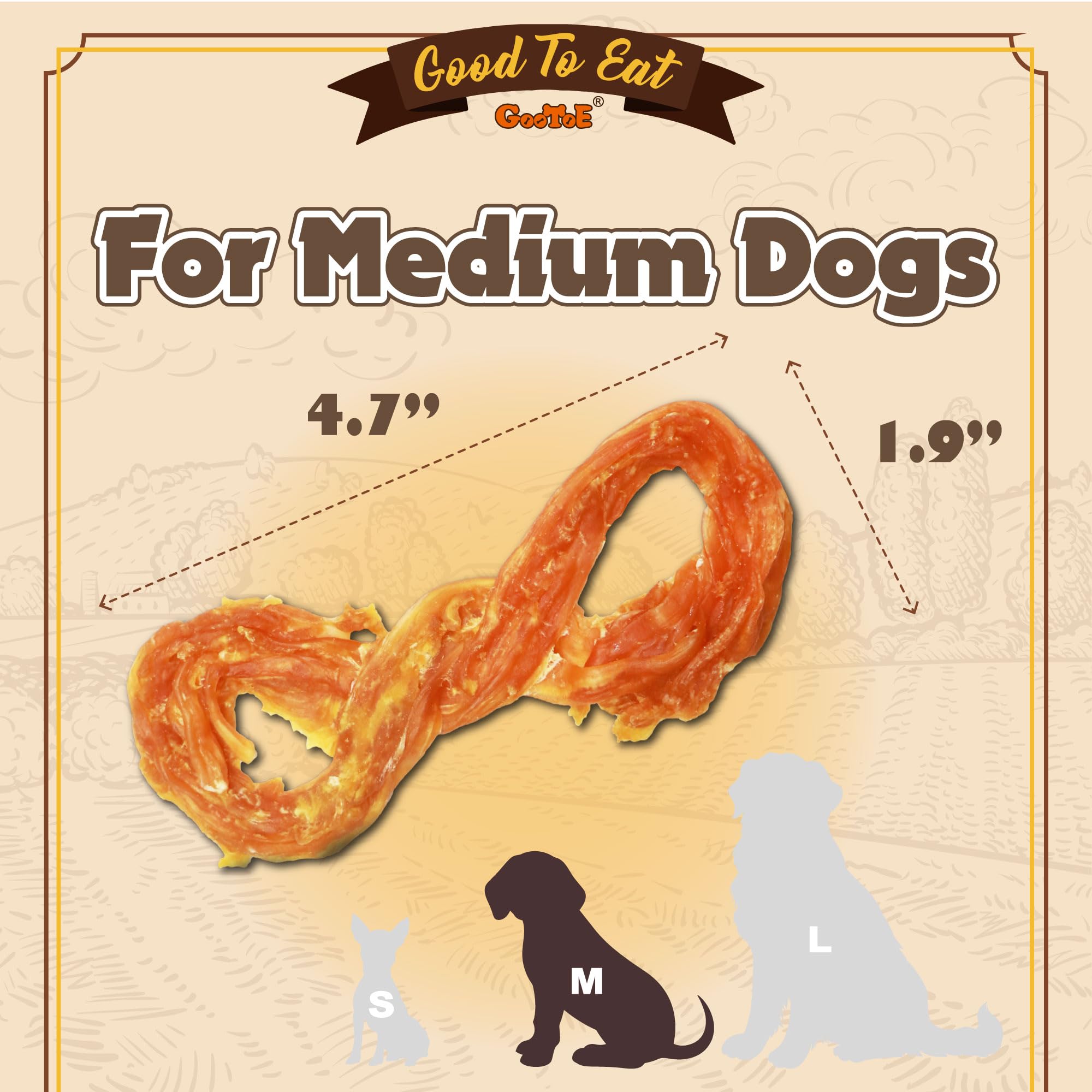 Gootoe tendones de pavo para perros, duraderos para sesiones de juego