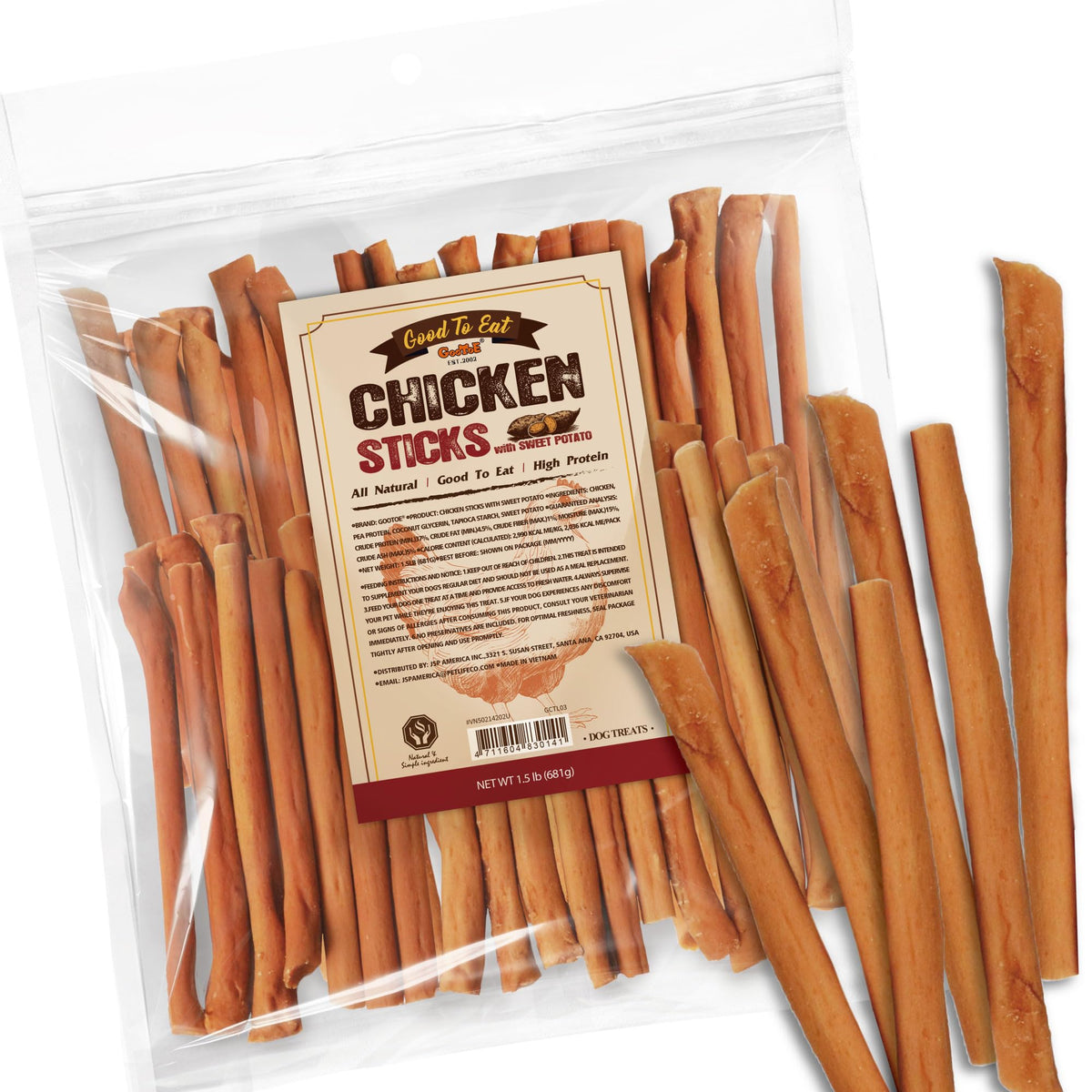 Gootoe tiras de pollo para perros, ideal para entrenamiento diario.