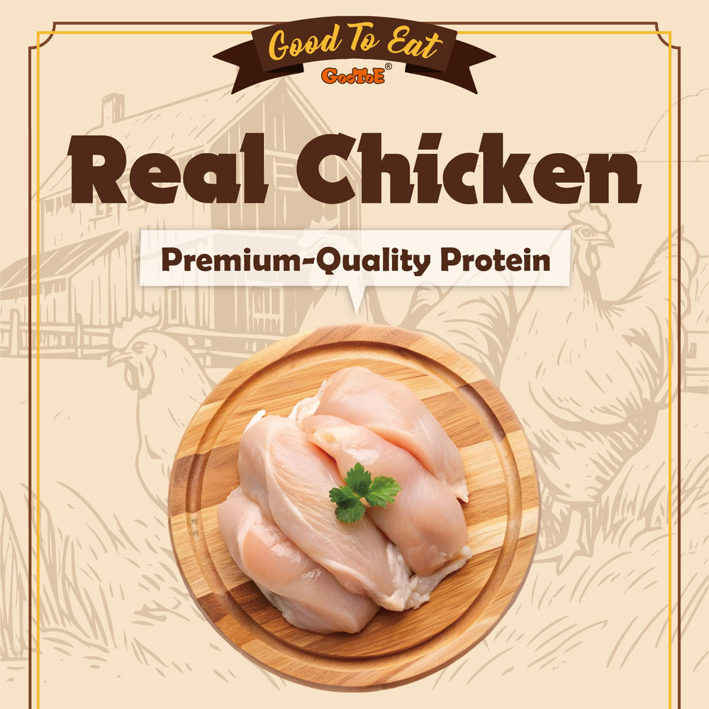 Gootoe tiras pollo jerky: textura masticable para recompensa.
