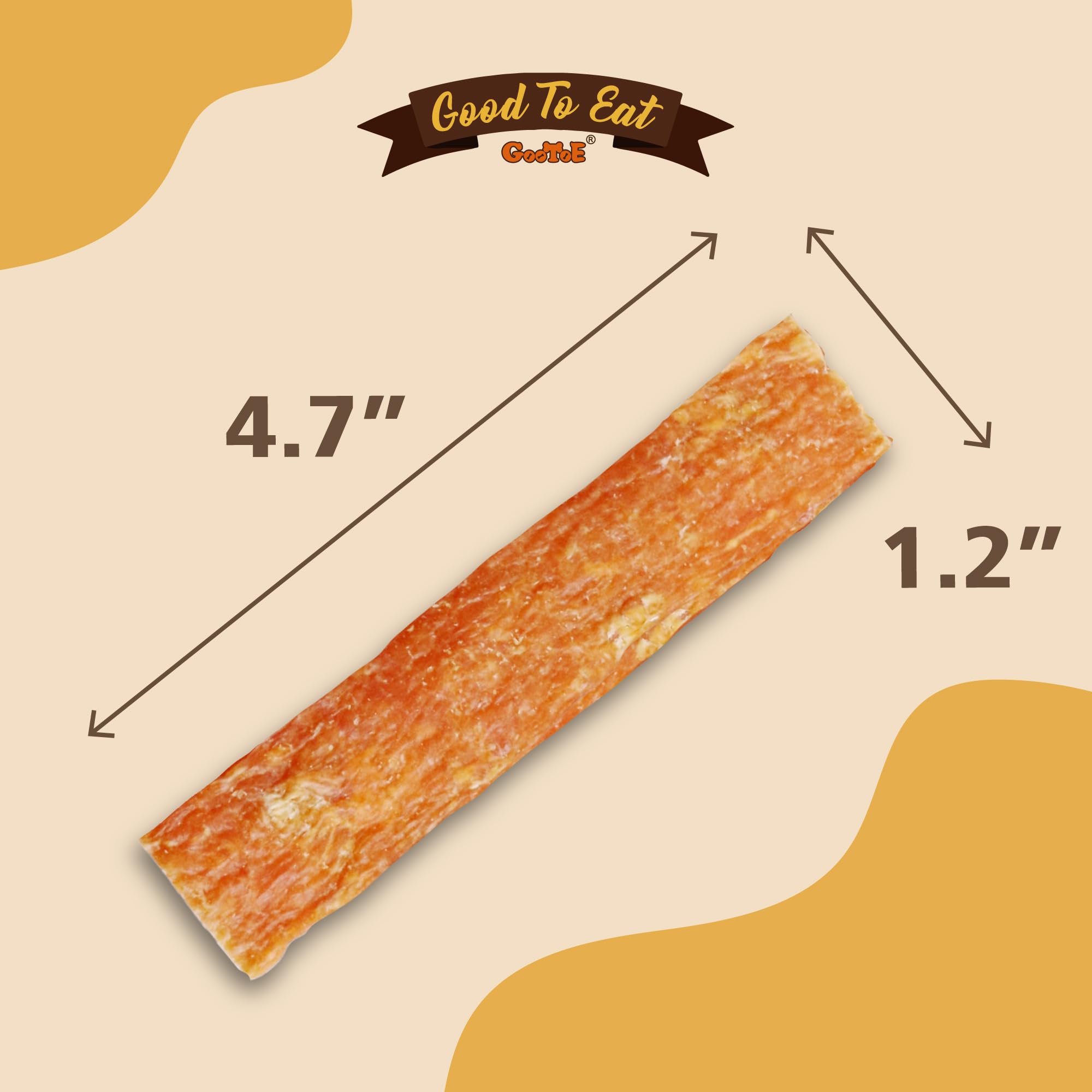 Gootoe tiras de pollo de textura suave, ideal para mordidas fáciles durante el adiestramiento.