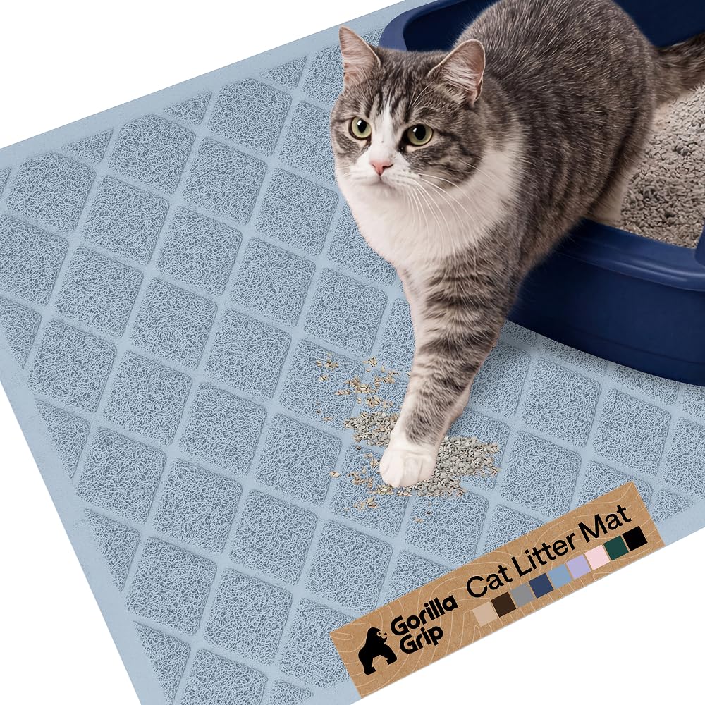 GORILLA GRIP alfombra para caja de arena de gato con malla coil que atrapa arena.