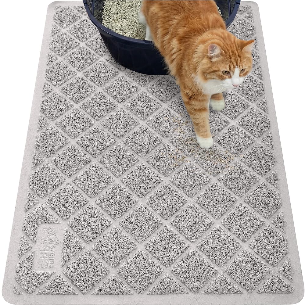 Gorilla Grip alfombrilla para arena de gato con malla espiral acolchada captura partículas