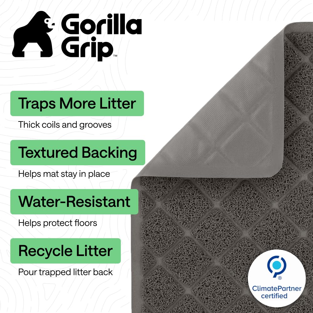 La alfombrilla Gorilla Grip muestra surcos profundos que retienen la arena.