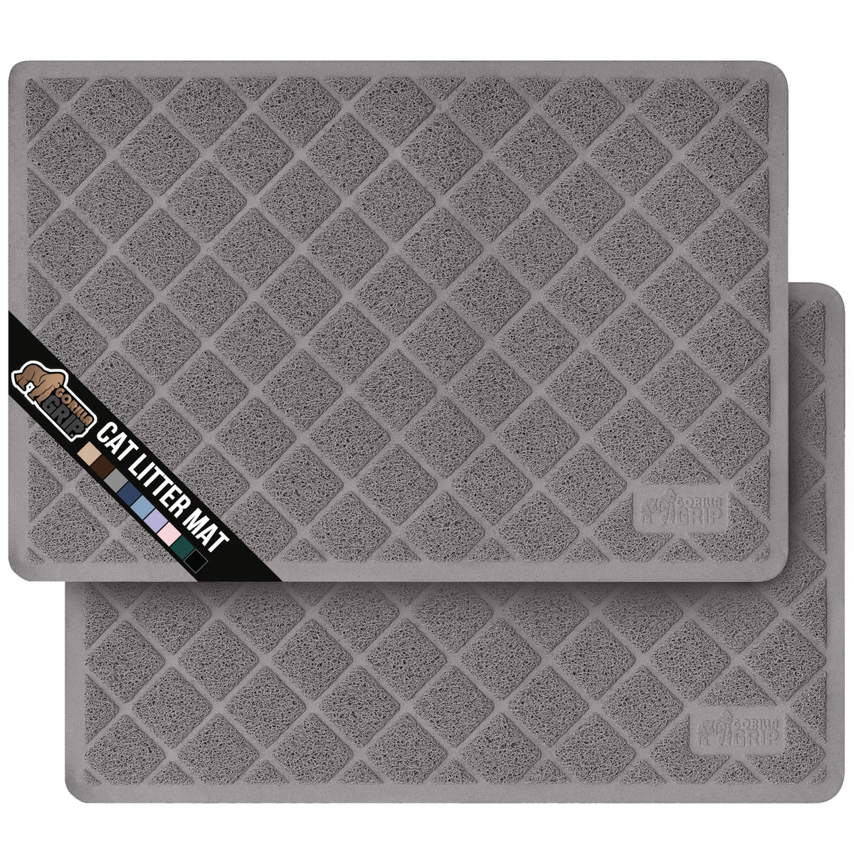 Alfombrilla Gorilla Grip para arenero de gato, juego de 2, atrapa arena y mantiene suelos limpios.