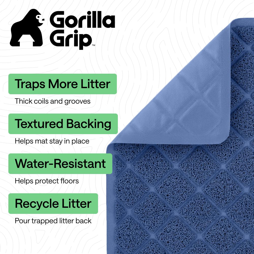 Gorilla Grip alfombrilla para gatos con ranuras profundas para capturar arena