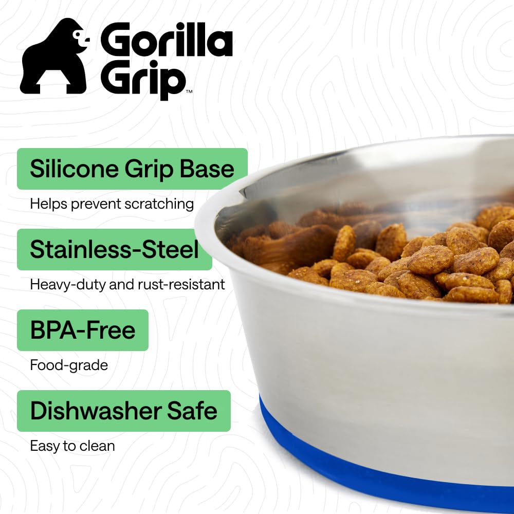 GORILLA GRIP cuenco para perro con base de silicona antideslizante para evitar deslizamientos.