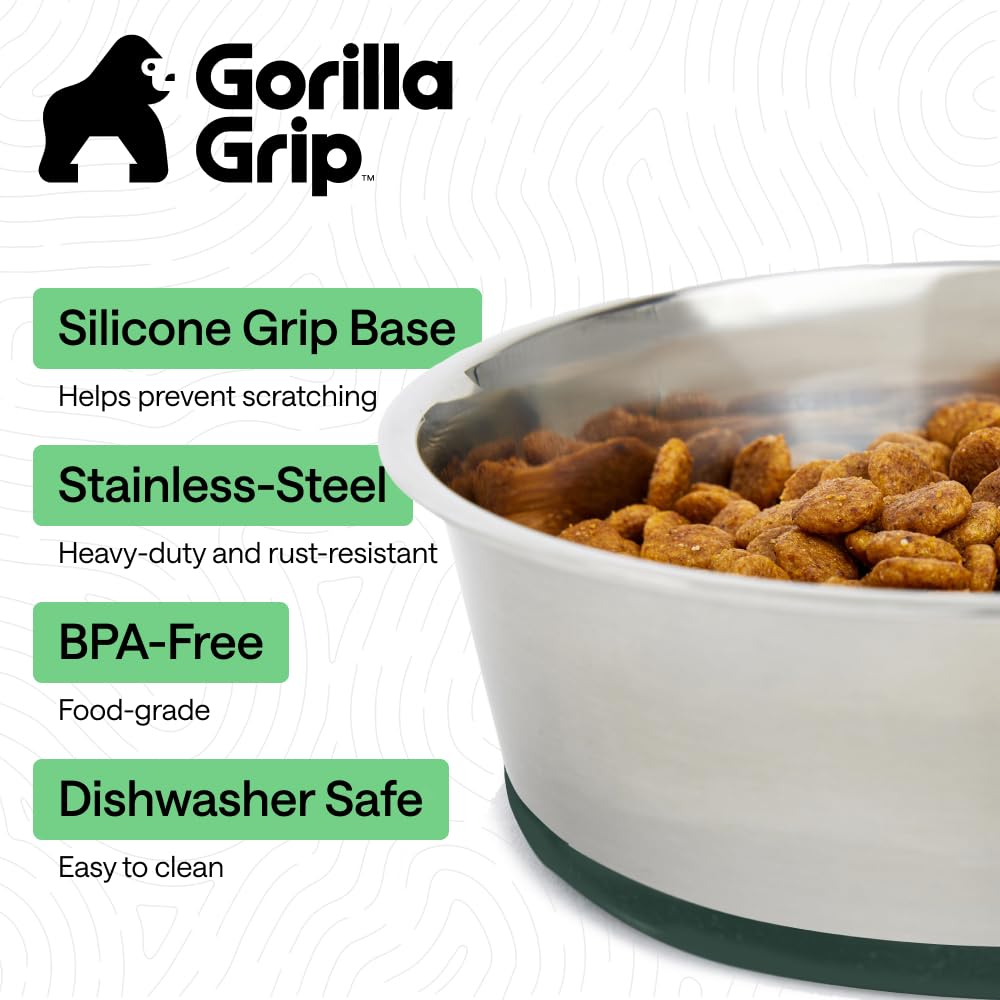 Base de silicona Gorilla Grip que mantiene estable el tazón y protege el suelo.