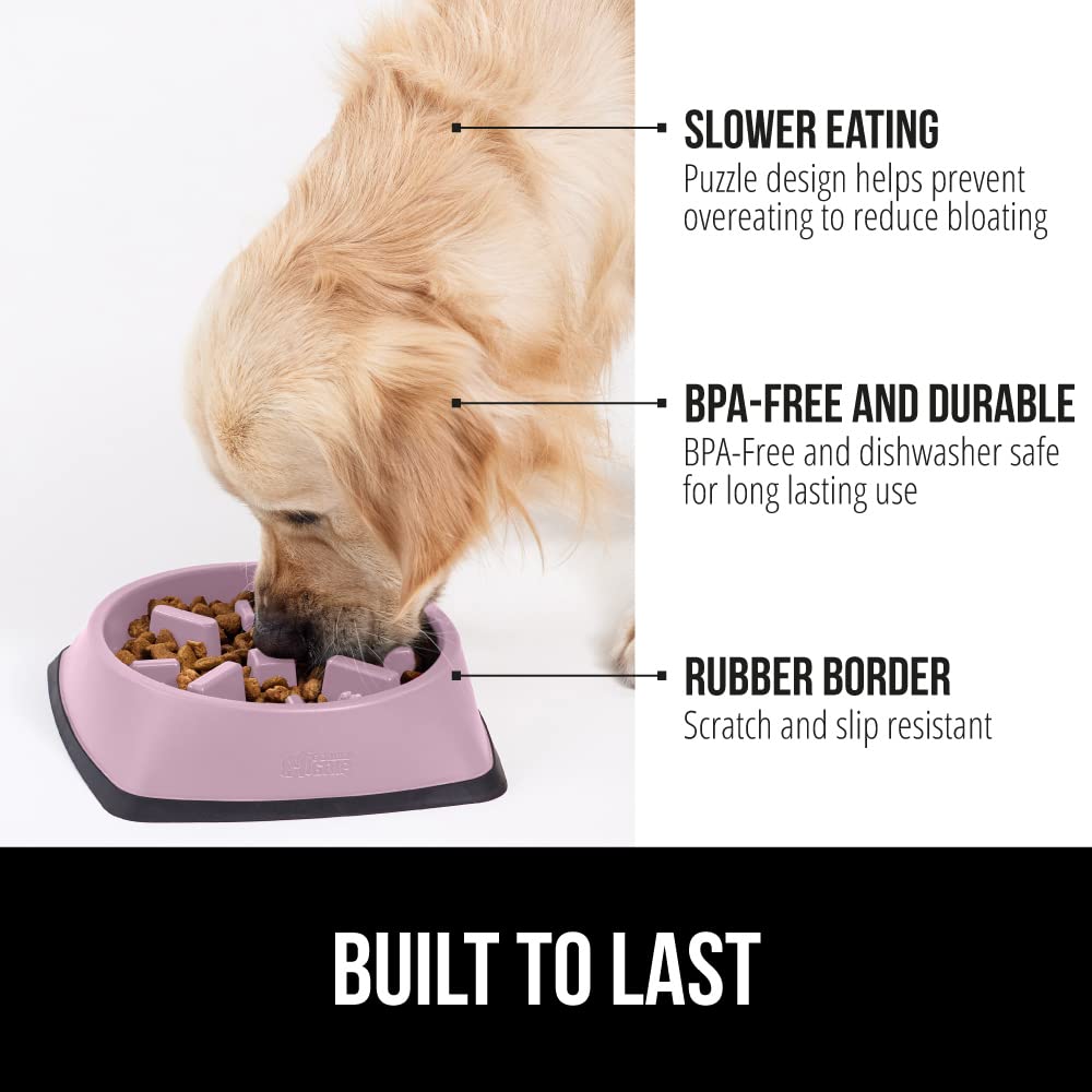 Gorilla Grip bol puzzle lent rose 2tasses pour chien et chat, engagement ludique.