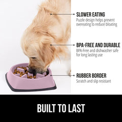 Gorilla Grip bol puzzle lent rose 2tasses pour chien et chat, engagement ludique.