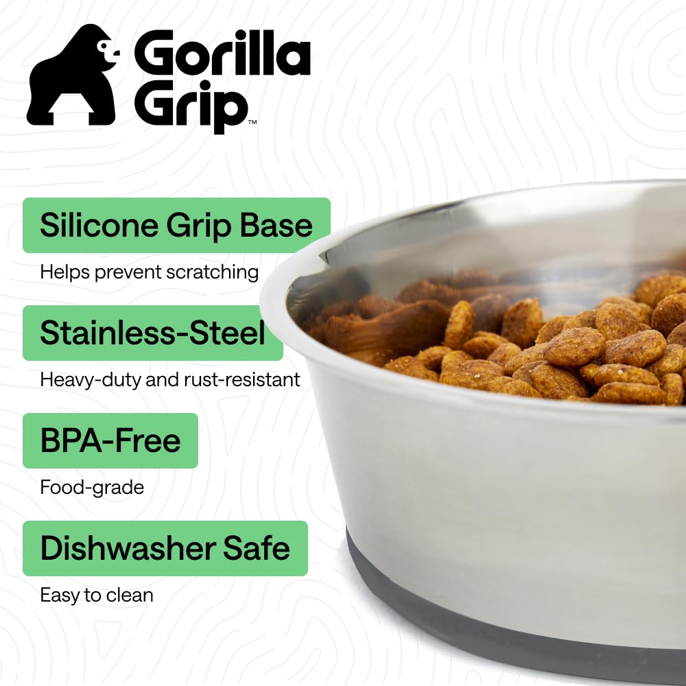 Cuenco Gorilla Grip de 8 tazas, gran capacidad para alimento o agua.