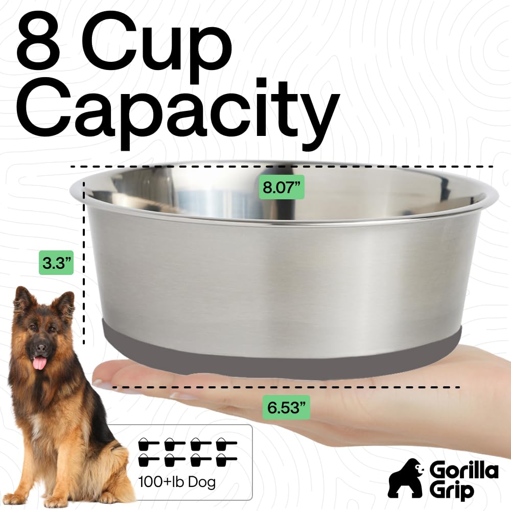 Set de dos cuencos Gorilla Grip para comida y agua de mascotas.