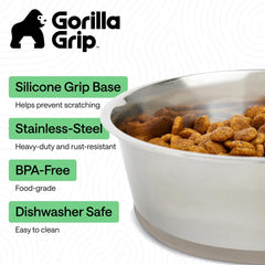 Dos tazones Gorilla Grip para comida y agua, set compacto.