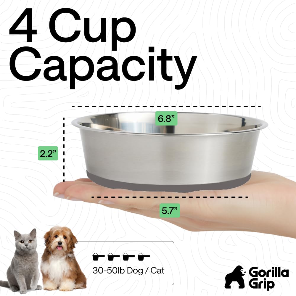 GORILLA GRIP juego de dos cuencos, ideal para comida y agua diaria.