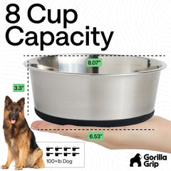 Set de dos platos Gorilla Grip para comida y agua de mascotas.