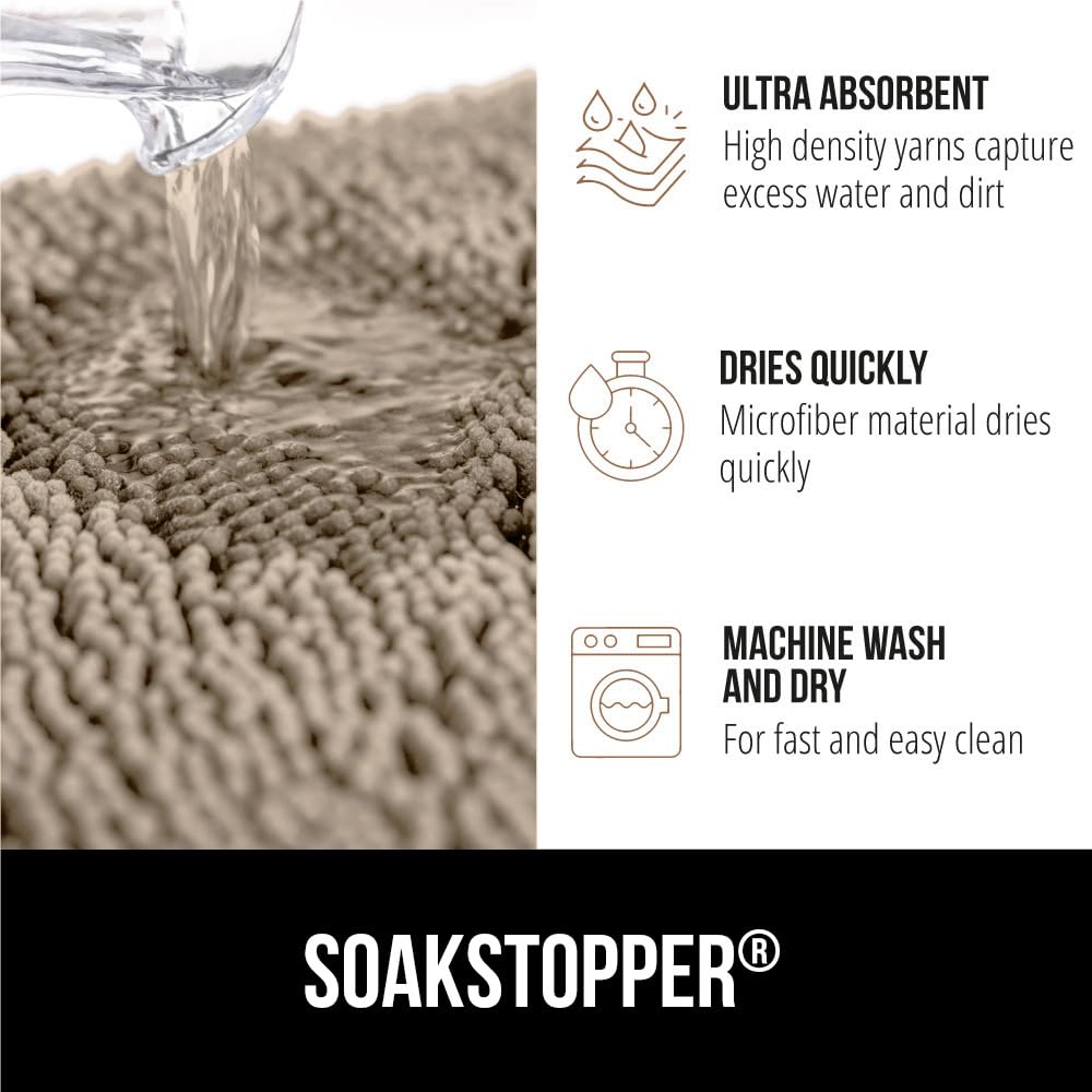 GORILLA GRIP SoakSTOPPER: chenilla densa y suave para pisar con comodidad.