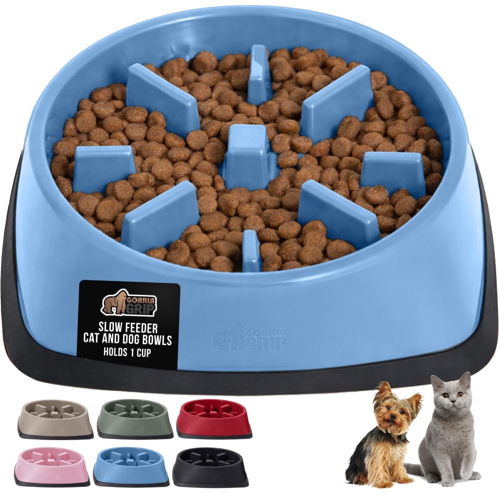 GORILLA GRIP tazón alimentador lento de 1 taza para razas pequeñas