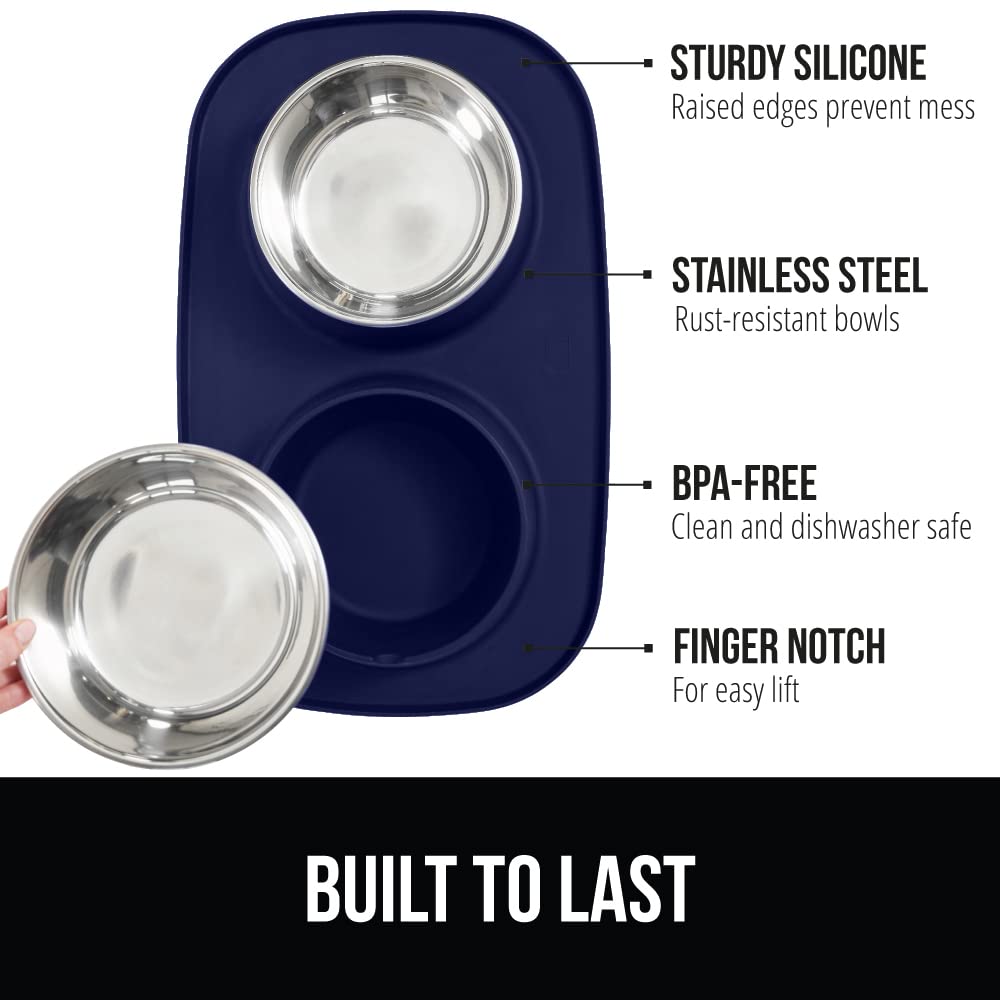 Gorilla Grip cuencos acero inoxidable 2 tazas con base antideslizante