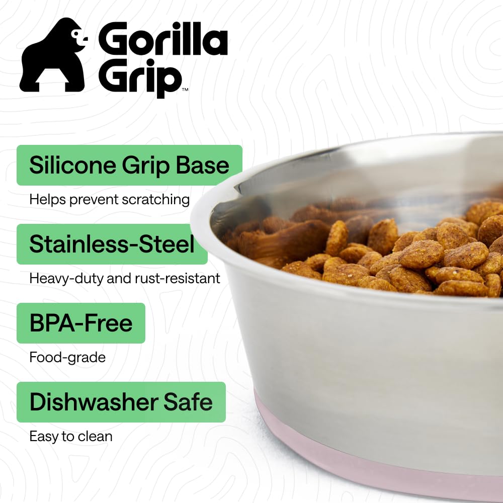 Tazones Gorilla Grip con capacidad de 4 tazas para comida o agua.