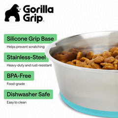 GORILLA GRIP tazones para comida y agua, acero inoxidable 304, uso diario.