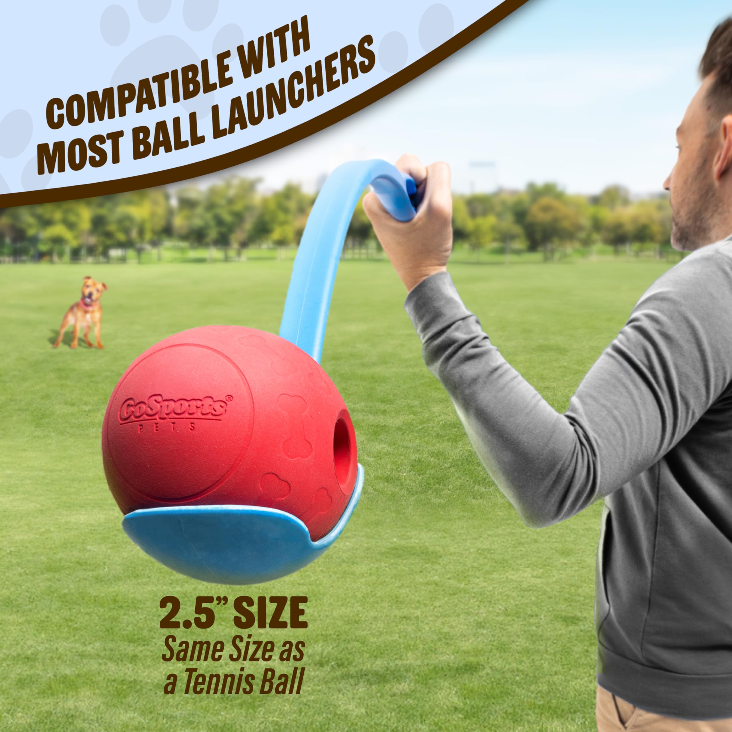 Conjunto GoSports Pets de 3 bolas de caucho duradero para juego constante.