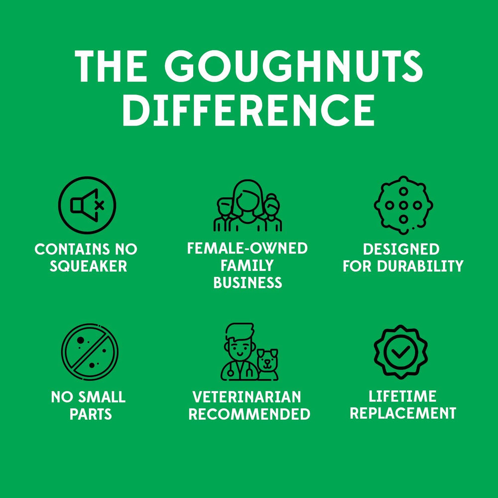 Goughnuts, juguete de tirón para perros grandes, promueve ejercicio seguro.