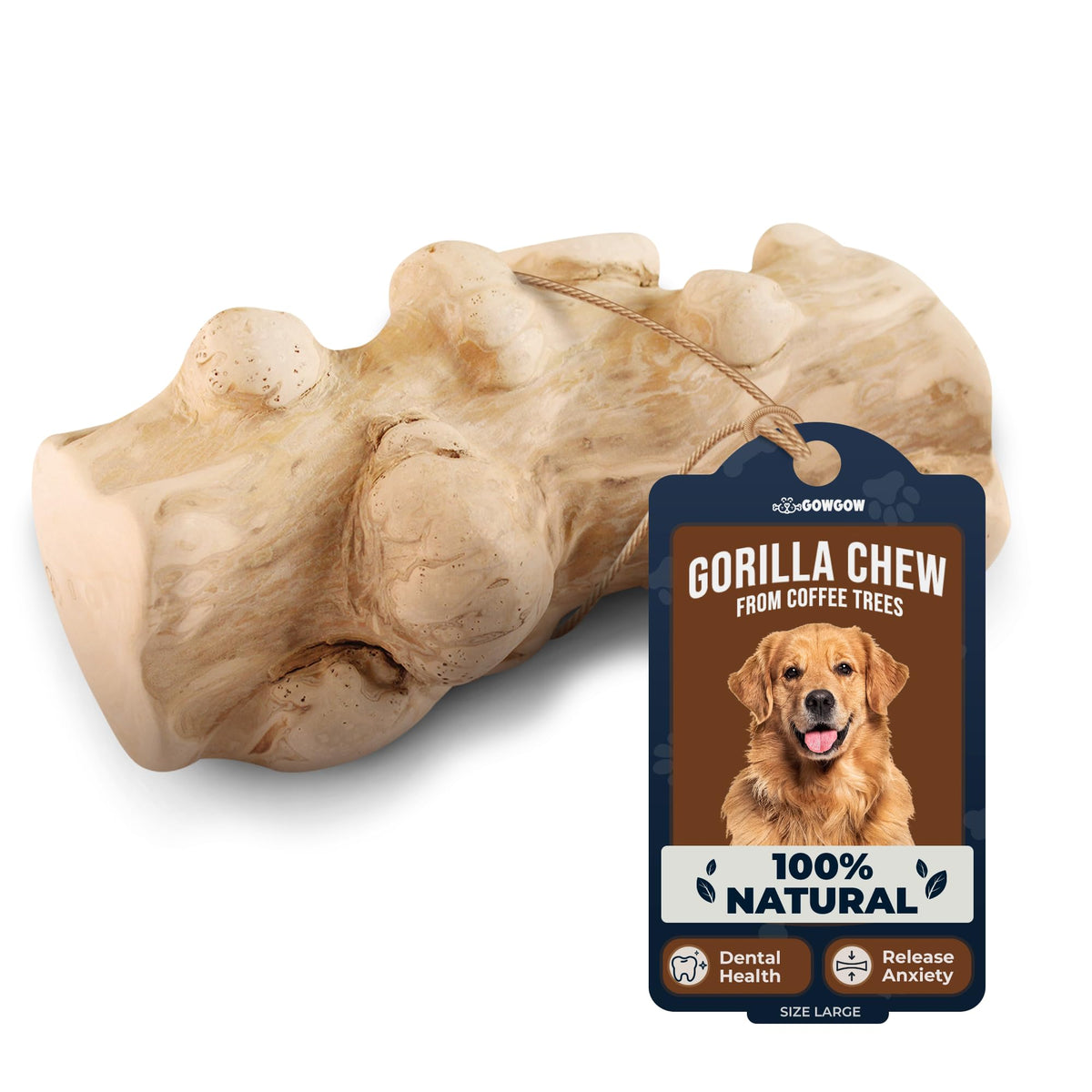 GOWGOW gorila: chupete de madera de café para mordedores grandes.