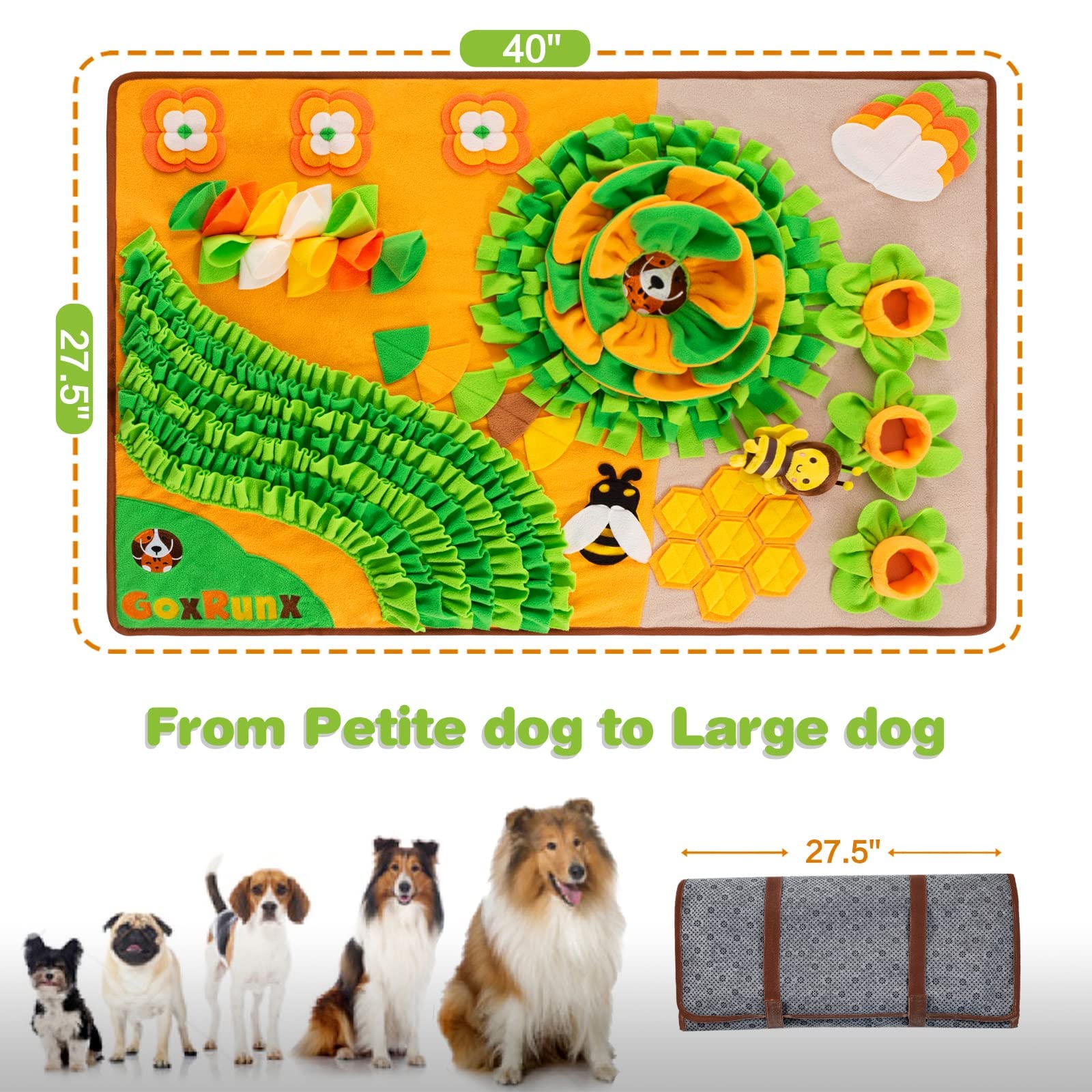 GoxRunx Snuffle Mat con base antideslizante para mayor estabilidad.