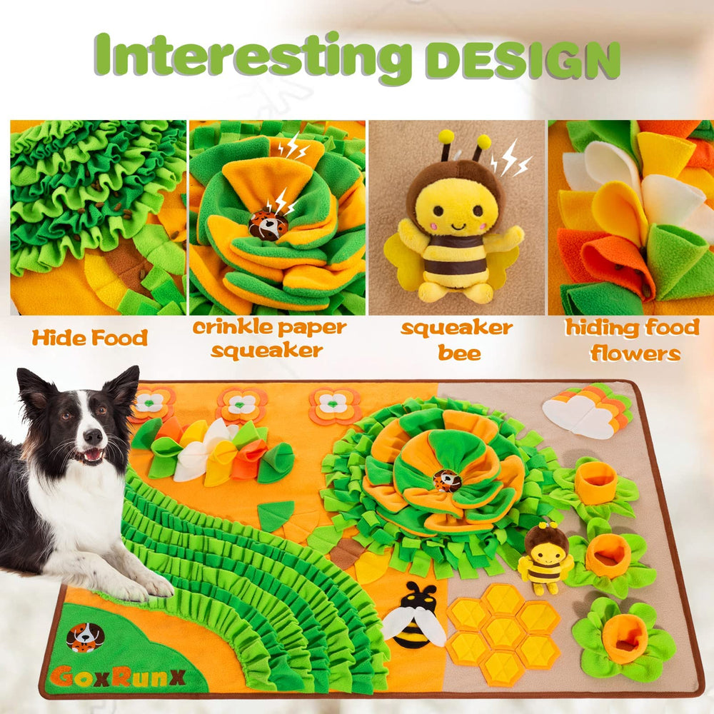 GoxRunx Snuffle Mat con bola sonora y flor para mayor interés en el juego.
